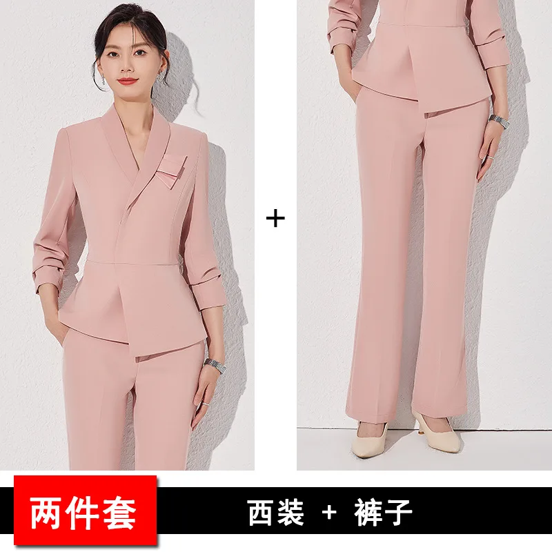 Синий женский костюм на весну и осень новый ювелирный магазин рабочая одежда для