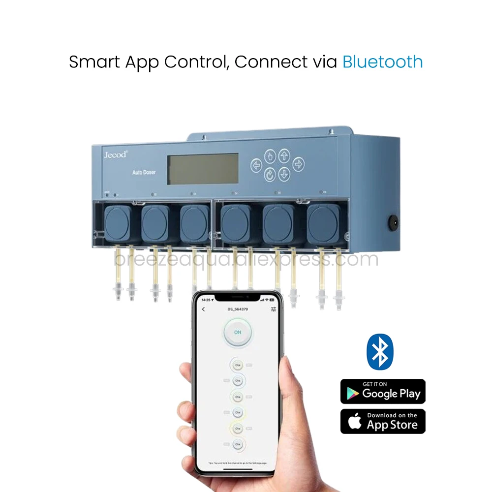 Фото Jebao Jecod New Smart DC 12 В Bluetooth App Программируемый DOSER 5,4/5,6 Автоматический дозирующий насос для морских пресноводных рыб в аквариуме №2