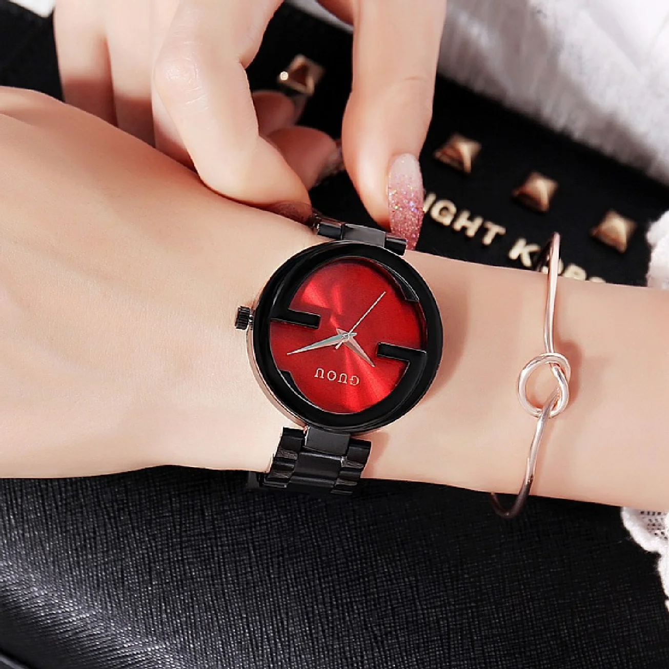 GUOU Top Brand New Fashion Unique Women Quartz Watch relogio feminino lady Luxury Wristwatch Ladies Dress Hours Clock watches enlarge