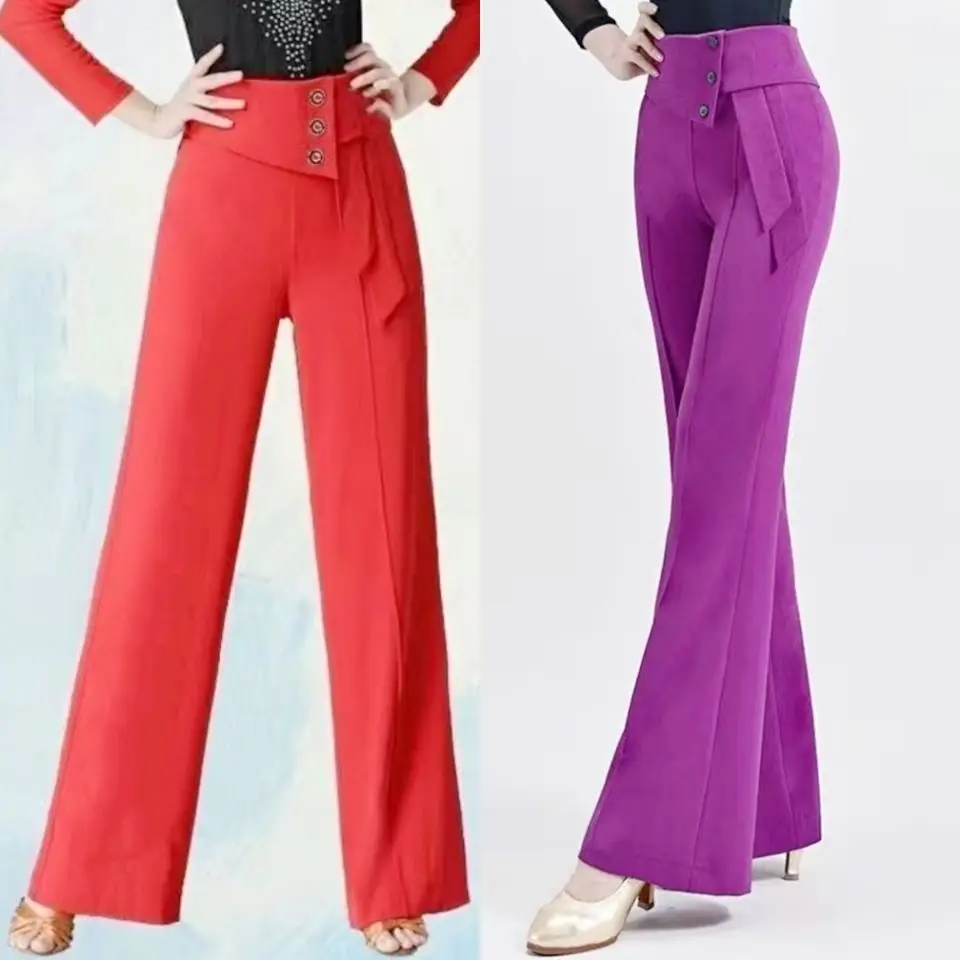 

Women 2022 Spring Summer Fashion Solid Color Dance Pants Female High Waist Wide Leg Pants Ladies Casual Loose Dance Trousers H59