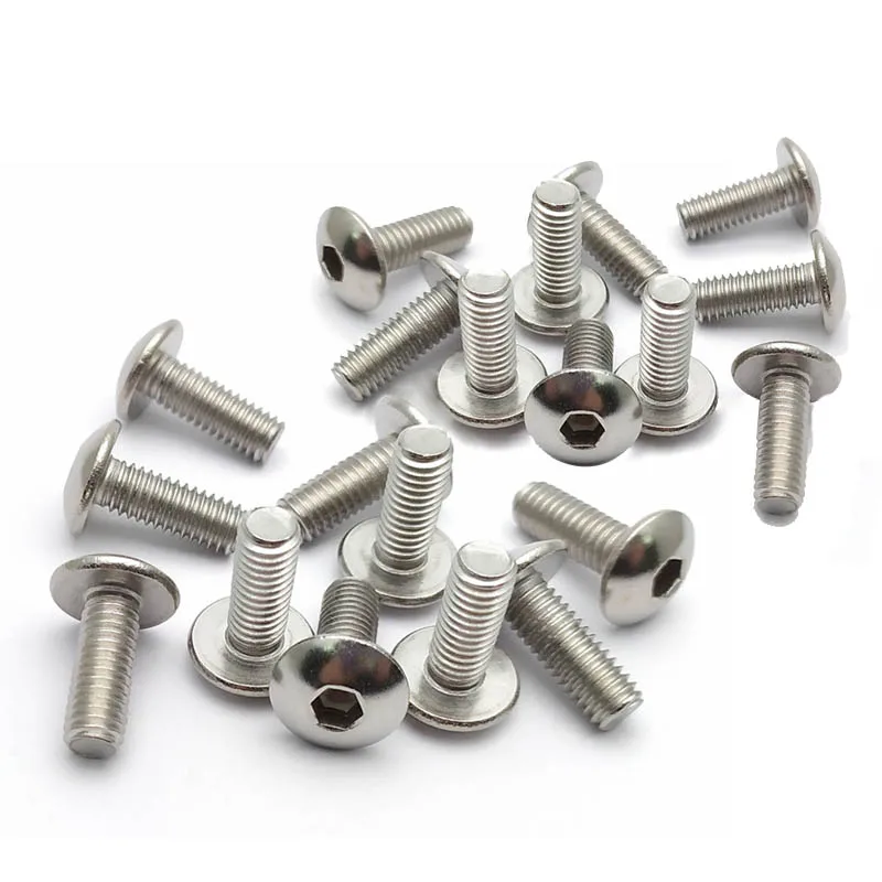 

50pc Stainless Steel Big Flat Round Head Inner Hexagon Screws Bolts Large Umbrella Head Mushroom Head Round Head Bolt M3 14-30mm