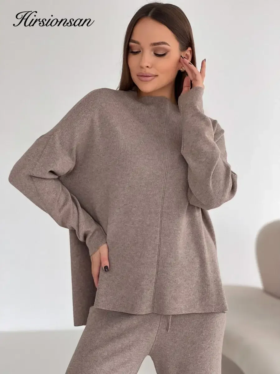Hirsionsan Свободные мягкие элегантные женские костюмы из 2 предметов Женские