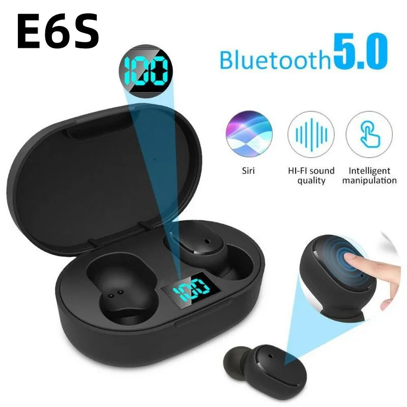 E6S tws Earphone Bluetooth 5.1 Wireless bluetooth headset Noise Cancelling Headsets With Microphone Headphones For Xiaomi iphone