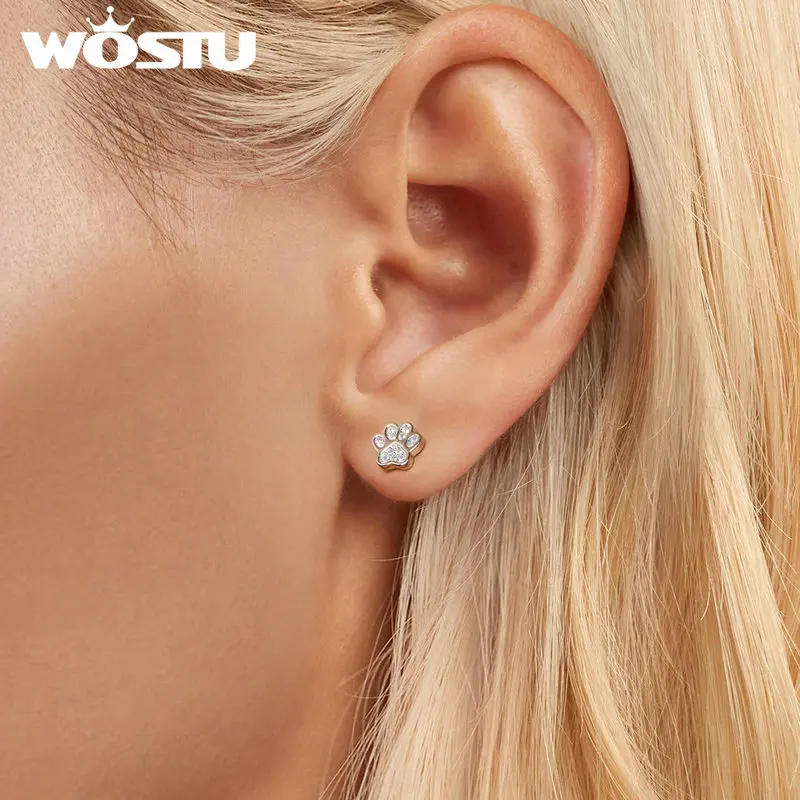 Женские серьги-гвоздики в виде лап из серебра 925 пробы