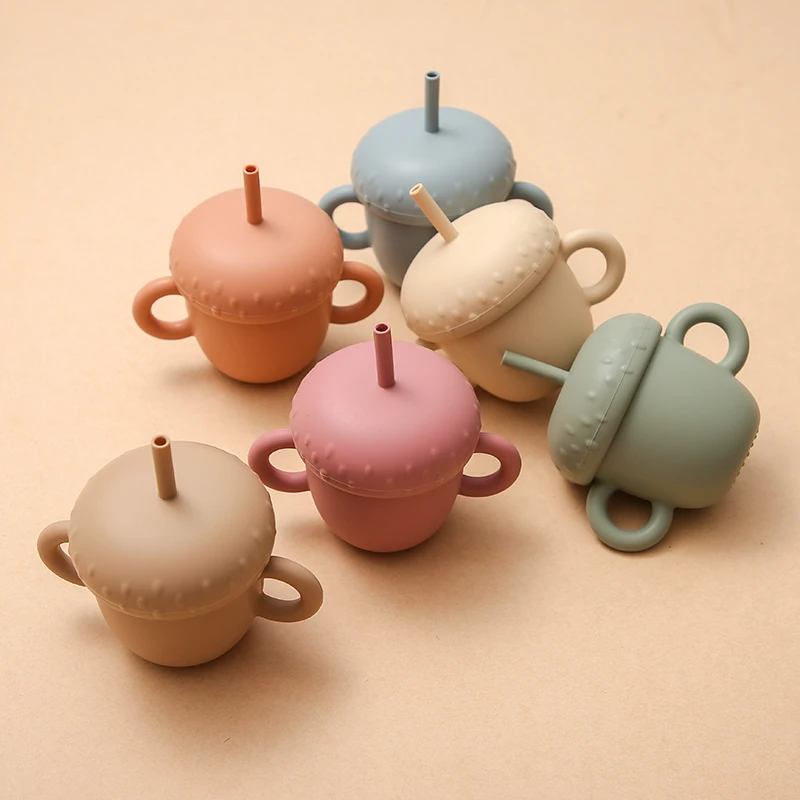 

150ml Baby Feeding Cups Infant Mushroom Snack Cup Anti Scalding Food Grade Silicone Water Bottle Baby Learning Cups Sippy Bowl