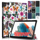 Магнитный чехол для планшета Samsung Galaxy Tab A8 2021, кожаный чехол 10,5 дюйма с подставкой, тройного сложения, автоматический режим сна, пробуждения, тонкий, с цветочным рисунком, защитный