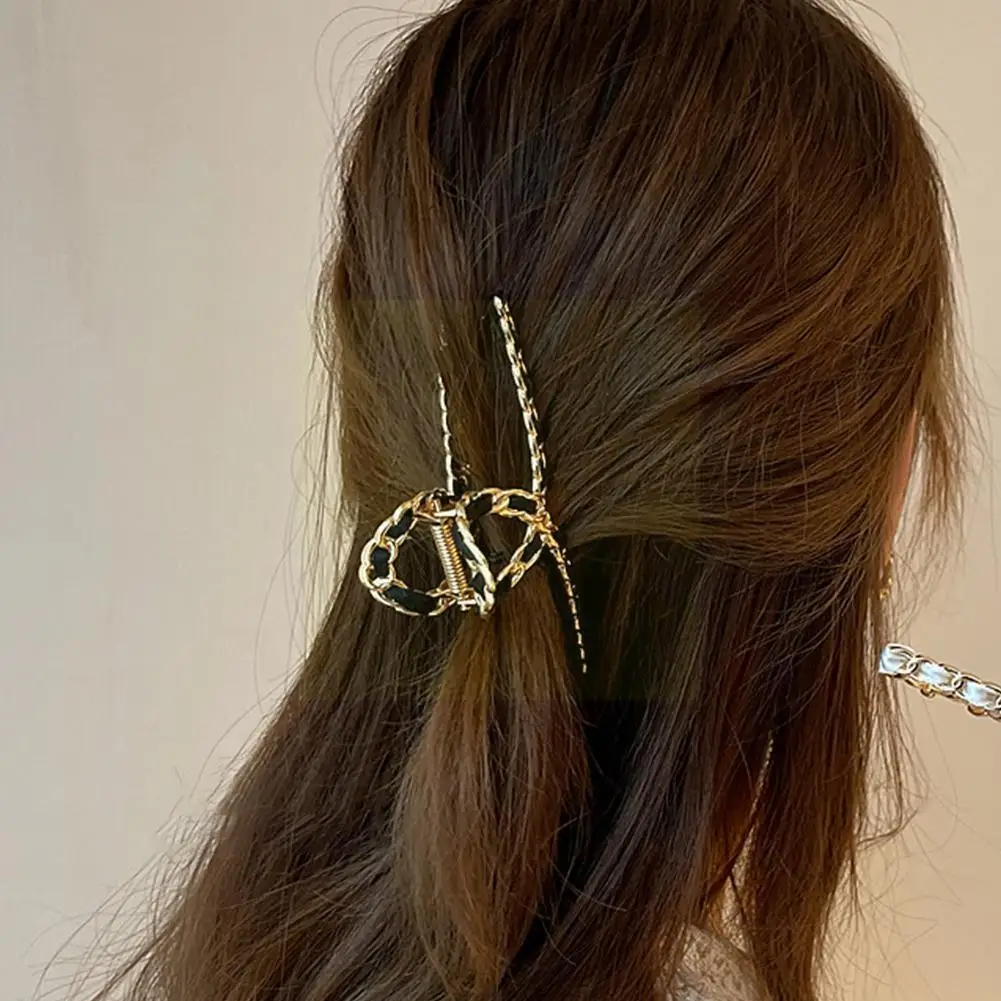 

Metal Shark Hair Claw Clip Ribbon Braided Back Accessorie Girls Hairgrips Women Styling Hairpins Ponytail Holder Catch Q5q1