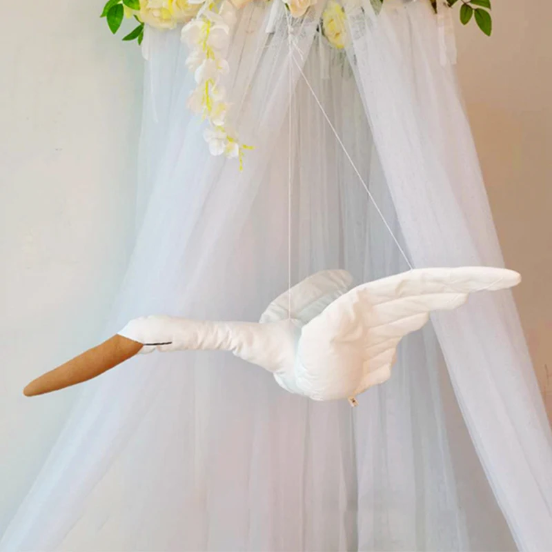 

Cotton Line wall hanging Swan Plush Stuffed Doll Creative fabric family bedroom Nursery soothing pillow rooms hanging ornaments