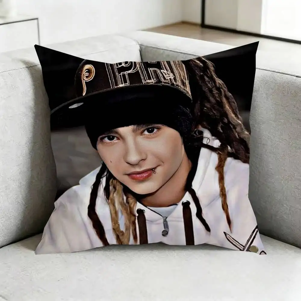 Фото Наволочка Bill Tom Kaulitz T-Tokio Hotel Square с двусторонней печатью, наволочка для спальни, наволочка для дивана, чехол для подушки, подарок №5