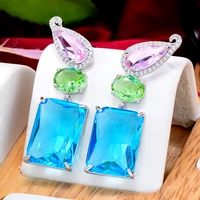 soramoore luxury square cz drop earrings high quality cubic zirconia european wedding party show best gift jewelry new original