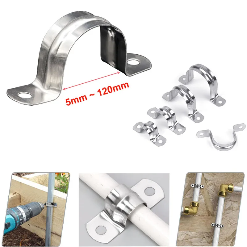 Хомуты для труб U-образной формы 5-120 мм U-образный зажим из нержавеющей стали 304, U-образный кронштейн для монтажного ремня для труб, зажим для труб, зажим для сантехнического седла