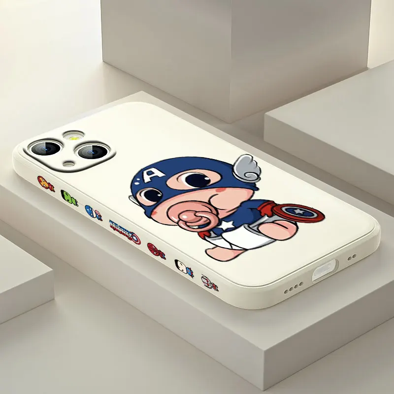 

Marvel Hero Cartoon For Apple iPhone 13 12 Mini 11 Pro XS MAX XR X 8 7 6S SE Plus Liquid Left Silicone Soft Cover Phone Case