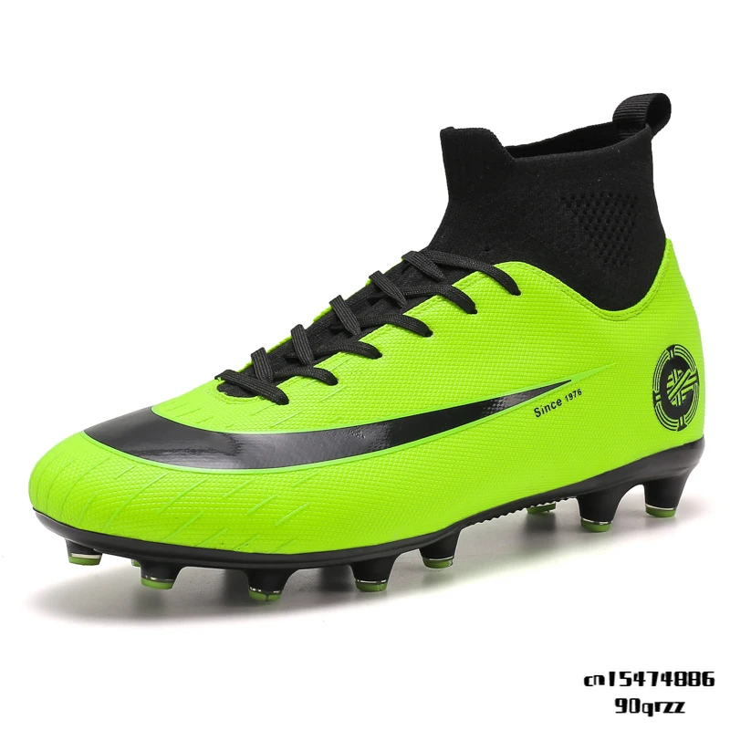 White Golden Men Football Boots High Ankle Soccer Shoe Women Soft Groud Man Trainer Gym Botas De Futbol Socks Cleats Training