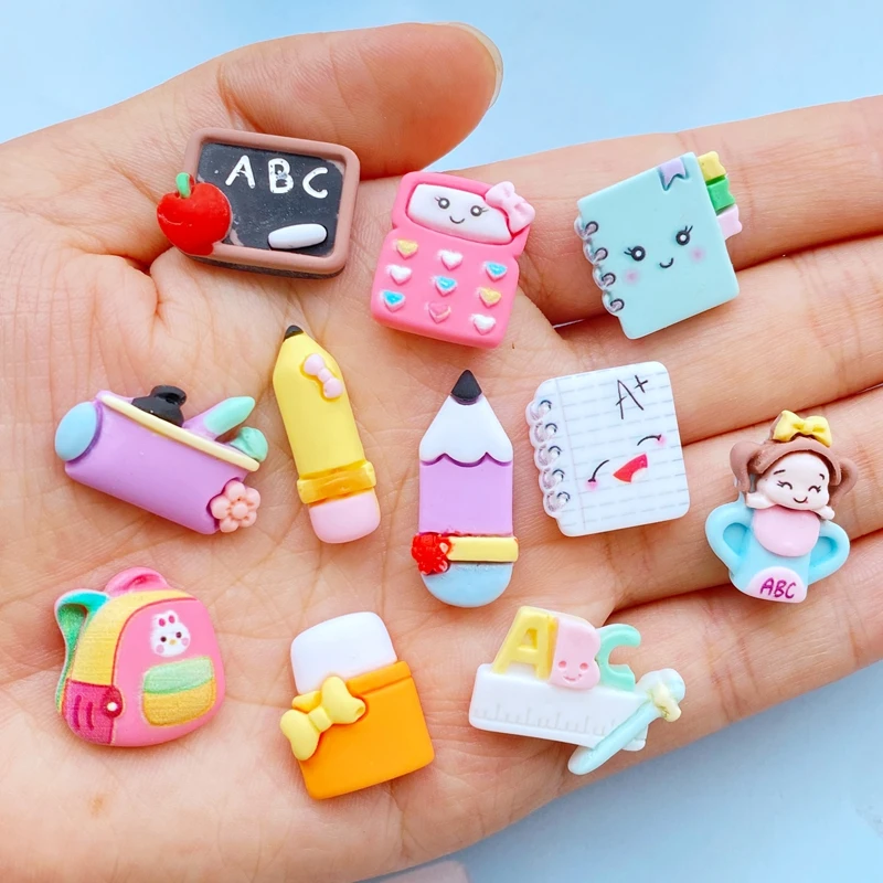 

20Pcs New Cute Mini Stationery Flat Back Resin Scrapbook Kawaii DIY Home Furnishing Embellishments Hairpin Accessories