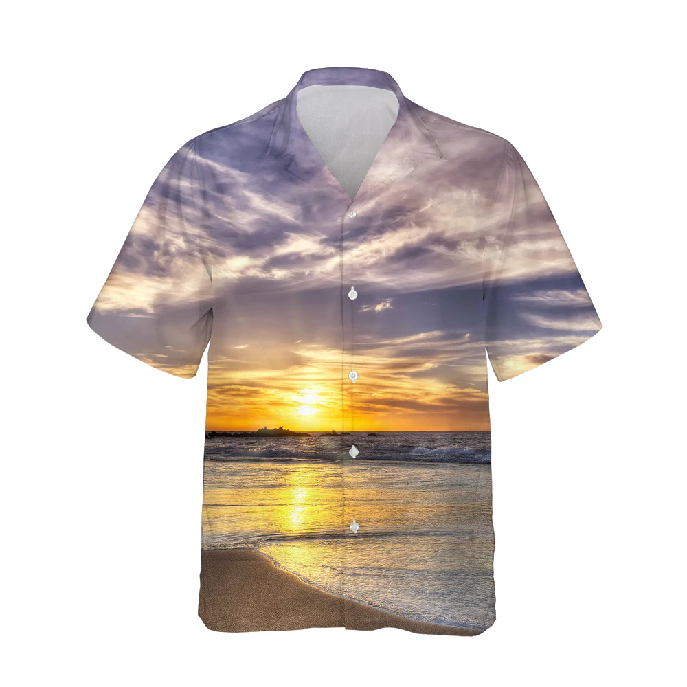 

Jumeast 3d Sea Sunset Landscape Printed Hawaiian Shirt Men Short Sleeve Fashion Shirts for Men Casual Loose Tops Beachwear 5XL