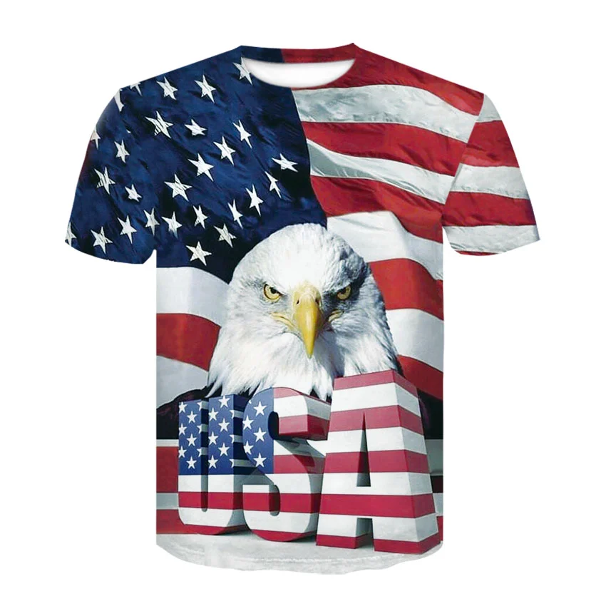 

2022 New USA Flag Stripes and Stars T-shirt Men / Women Sexy 3d Tshirt Print Eagle American Flag Men T-shirt Summer Tops Tees