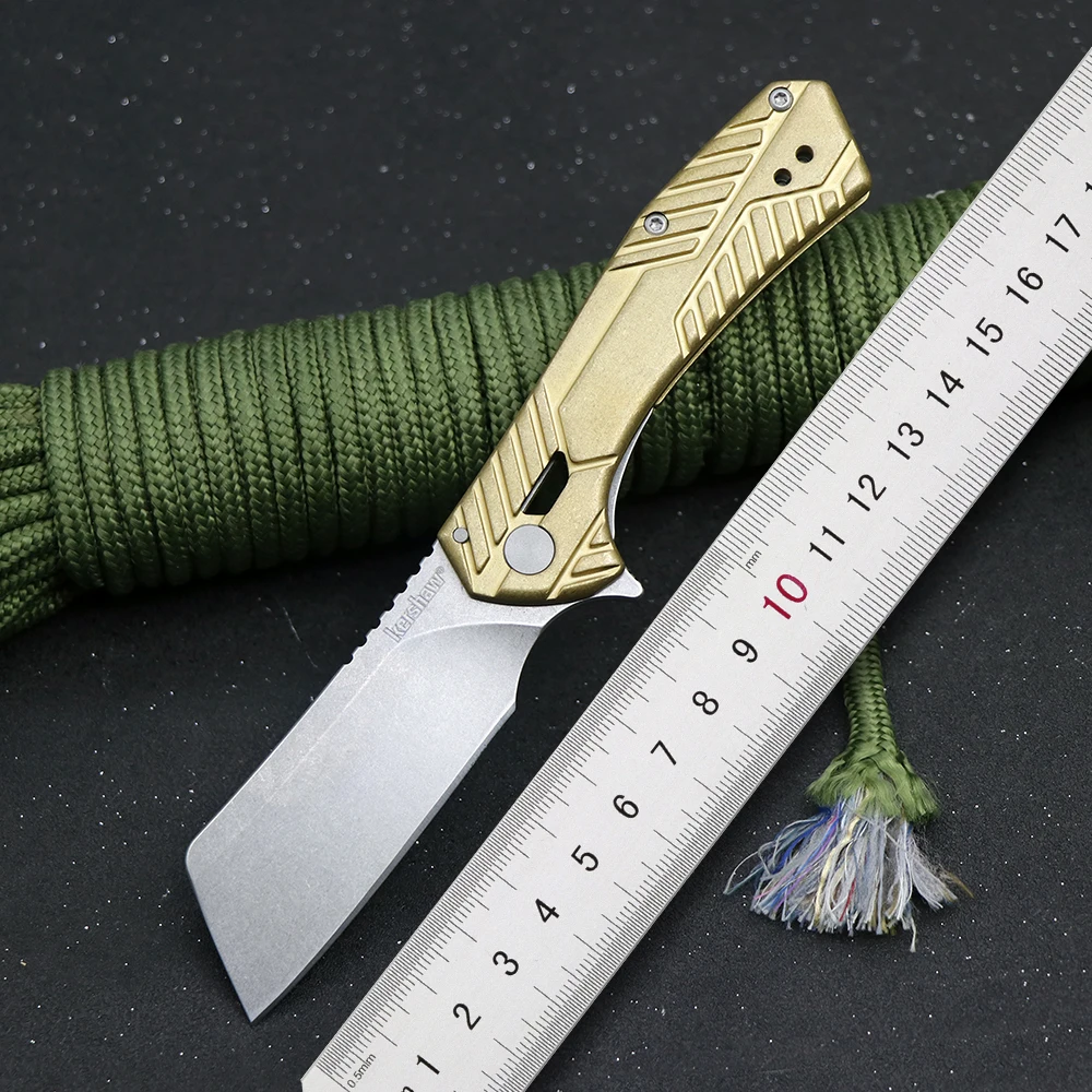 

New Kershaw 3445 Folding Brass Handle 8Cr13MoV Blade Camping Tactical Outdoor Kitchen Fruit Knife EDC Tool