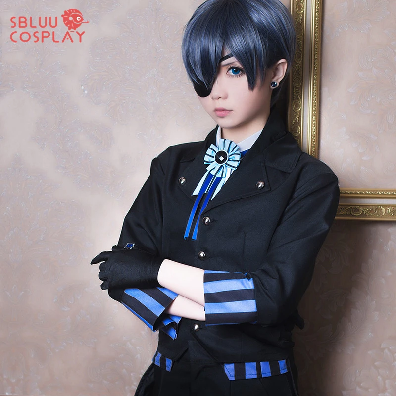 

SBluuCosplay Anime Black Butler Ciel Phantomhive Cosplay Costume Book of the Atlantic Kuroshitsuji Cosplay Costume with Wig