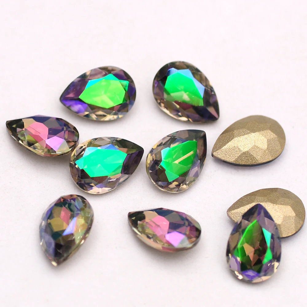 10 шт. 7x10 мм грушевидные Кристальные блестящие стеклянные стразы разных цветов