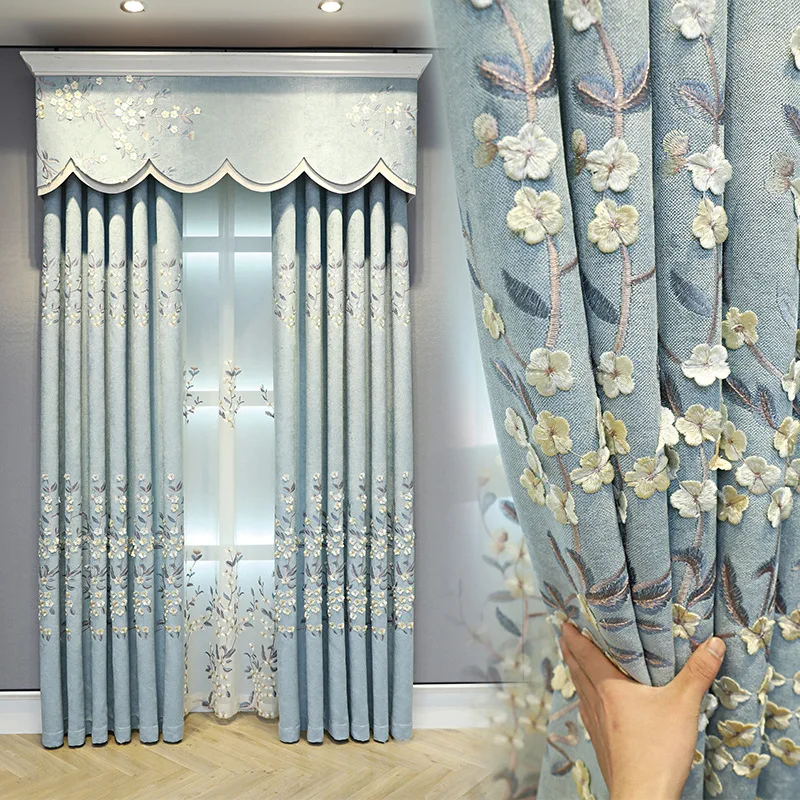 

Curtains for Living Room Jane European Atmospheric Bay Window Simple Modern Pastoral Embossed Embroidery Dining Room Bedroom