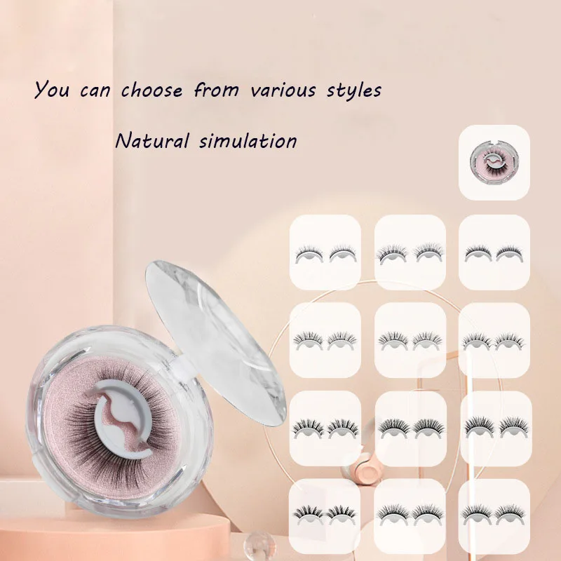 

Pair Of Natural Fake Eyelashes Self Adhesive Glueless Eyelashes Easy To Carry False lashes Reusable Magnetic Eyelash Set