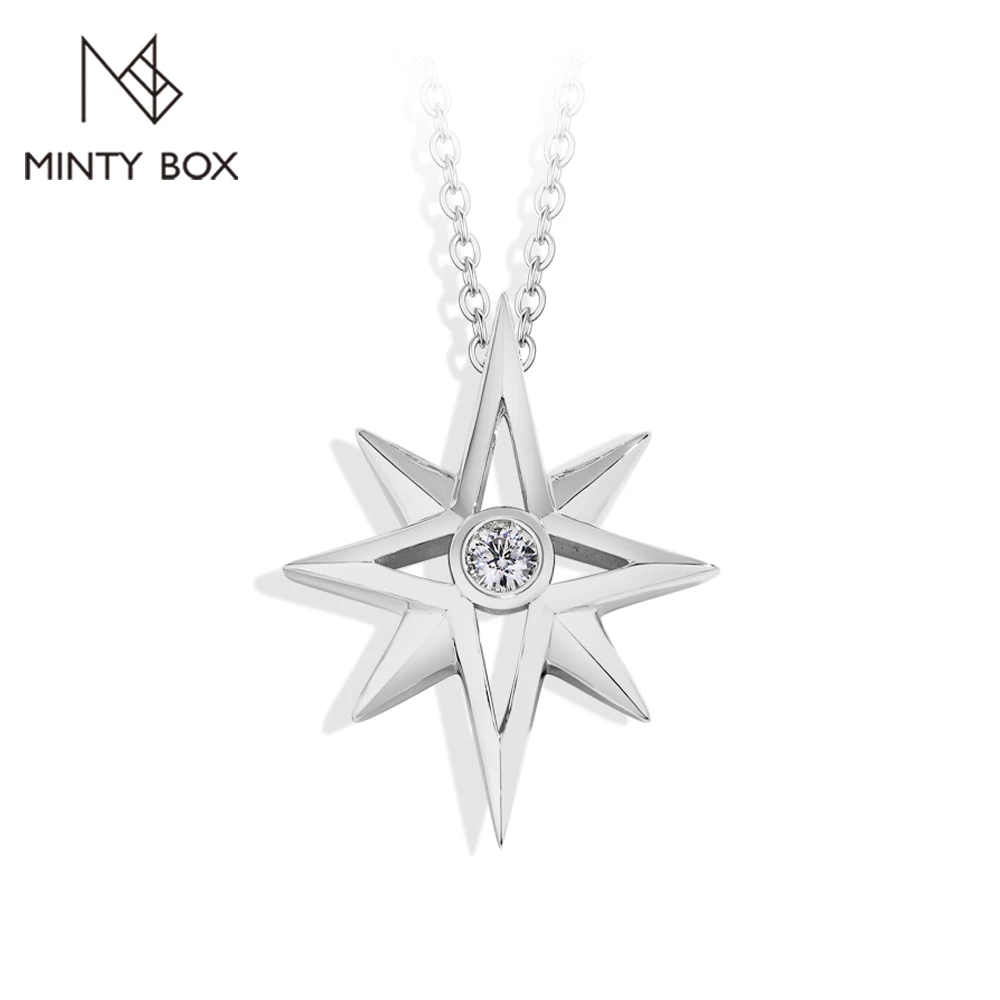 MINTYBOX S925 Стерлингового Серебра Муассанит Звезда Кулон Лабораторный Бриллиант 18 К