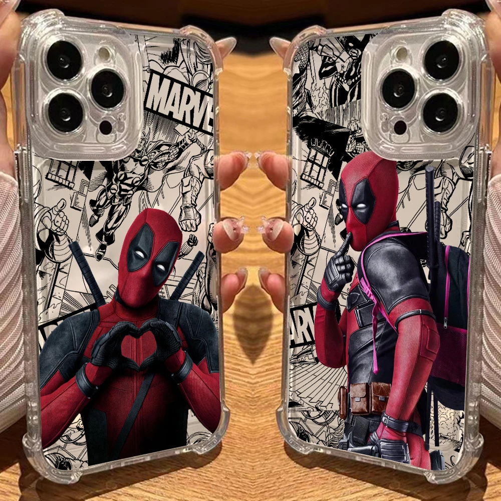 Забавный чехол для телефона Deadpool Marvel iPhone 16 15 14 Plus 13 12 Mini 11 Pro Max X Xs XR 7 8 Мягкий