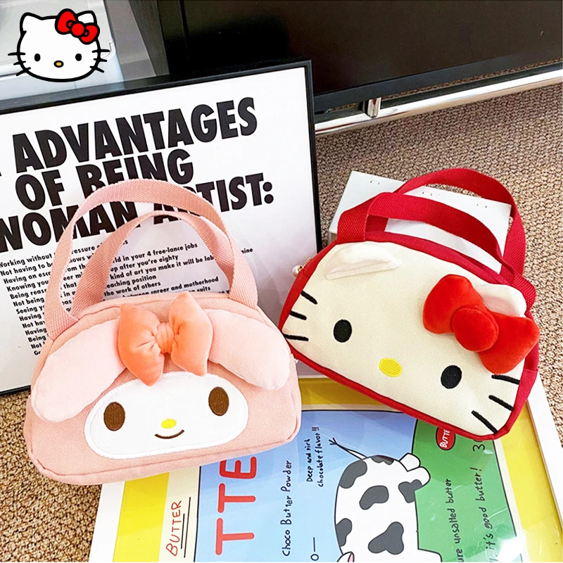

Sanrio HelloKitty MyMelody Handbag Kawaii Anime Student Large Capacity Shoulder Bag Girls Versatile Multifunctional Cosmetic Bag