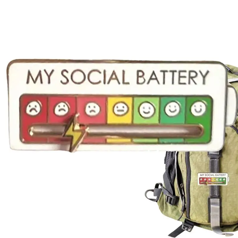 

Funny Pin Aesthetics My Social Batterys Creative Lapel Pin Move To The Mood Jewelry Artistic Brooch Bag Backpack Metal Jewelry