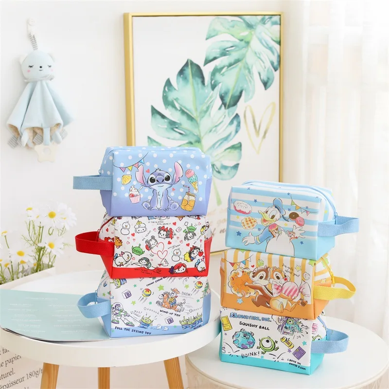 

Disney Anime Surrounding Cartoon Large Capacity Makeup Bag, Hand in Hand, Student Travel Multifunctional Storage Bag