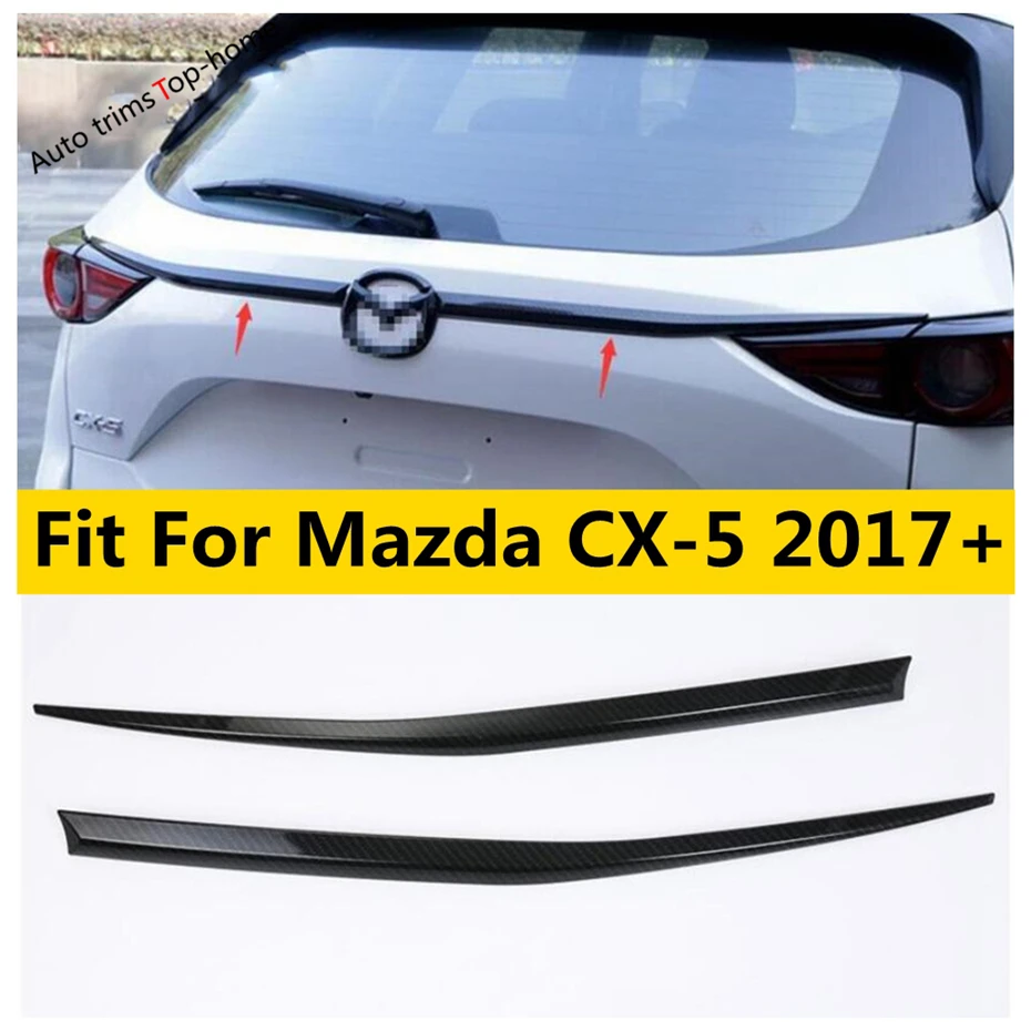 

2 Pcs ABS Rear Tail Trunk Door Tailgate Lid Strip Cover Trim For Mazda CX-5 CX5 2017 - 2022 Chrome / Carbon Fiber Accessories