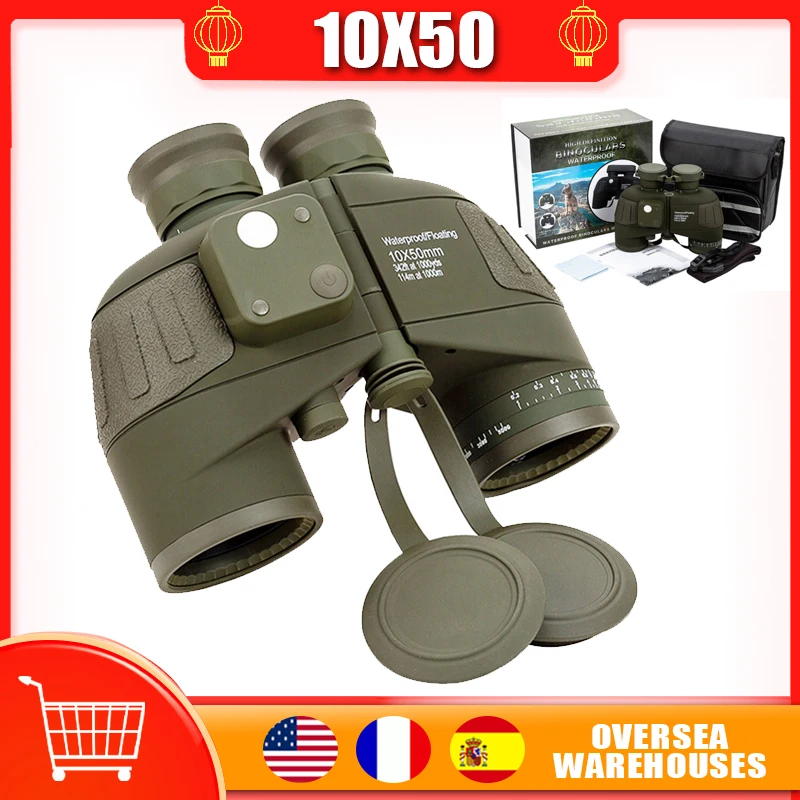

Бинокль 10X50 HD водонепроницаемый, профессиональные телескопы с функцией носветильник видения и дальномером, с компасом, для охоты на открыто...