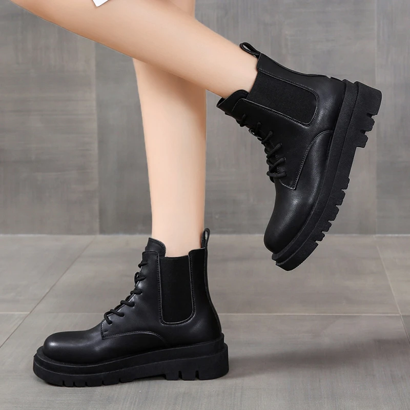 

Woman Ankle Boots Fashion Shoes Woman Short Warm Boots Platform Lace-Up Footwear Fashion Boots Women's Boots 2022 Winter New