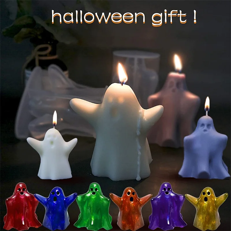 

3D Aromatherapy Silicone Mold Ghost Shape Candle Mold Halloween Cute Handmade Diy Wax Craft Resin Casting Soap Pastry Candy
