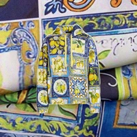 spring summer luxury brand lemon pattern digital printing imitation cotton fabric customized diy handmade sewing skirt material