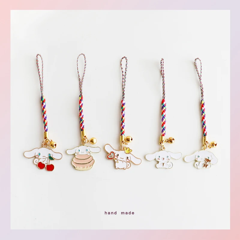 

2022 New Kawaii Cinnamoroll Small Bell Mobile Phone Lanyard Sanrio Phone Chain Anti-lost Women Jewelry Accessories Phone Charms