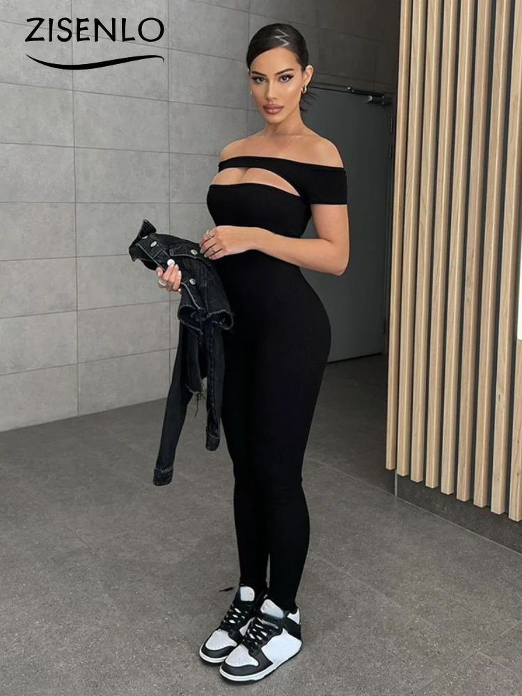 

Off Shoulder Short Sleeve Hollow Out Hip Lifting Tight Casual Jumpsuit Jumpsuit Women Female Jumpsuit Overalls Women Jumpsuits