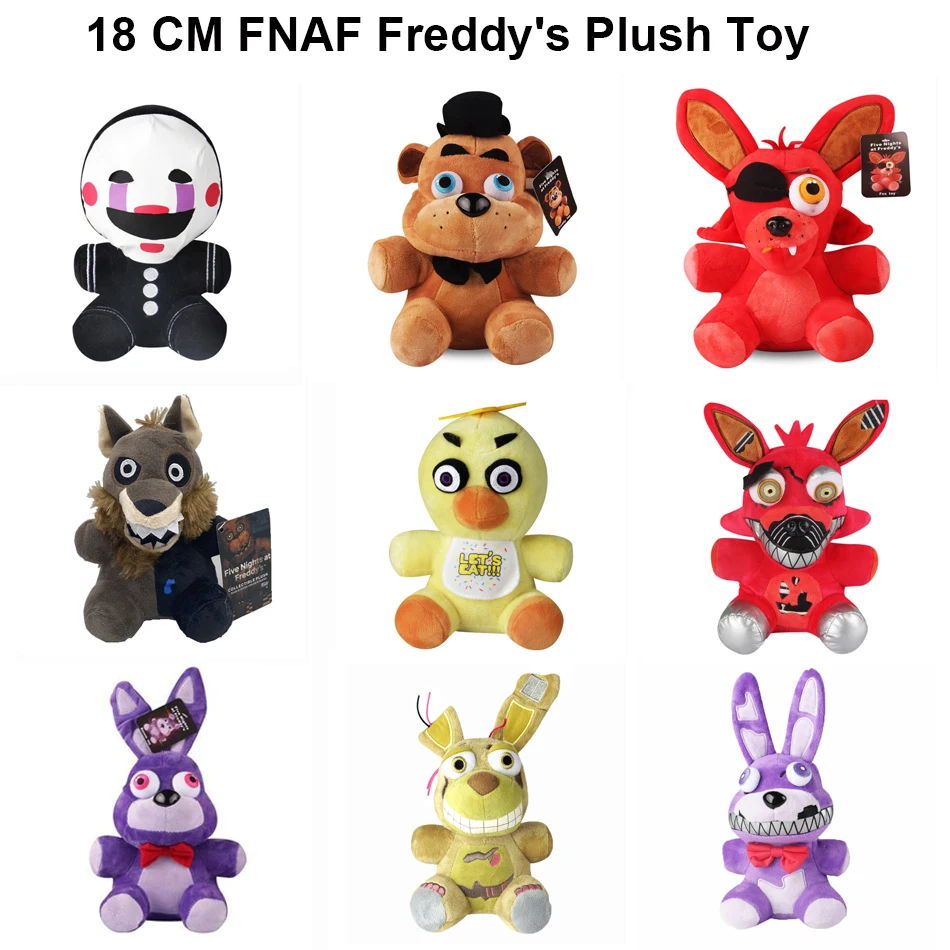 

18cm FNAF Purple Plush Nightmare Bonnie Plush Toys Five Nights at Fredy Bonnie Peluche Toys Soft Stuffed Animal Dolls Kids Gifts