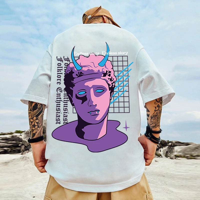 

Oversized T-shirt Goth Top Y2k Harajuku Tops Retro Print Admirable Person Aesthetic Cotton T-shirts Short Sleeve Graphic Shirt