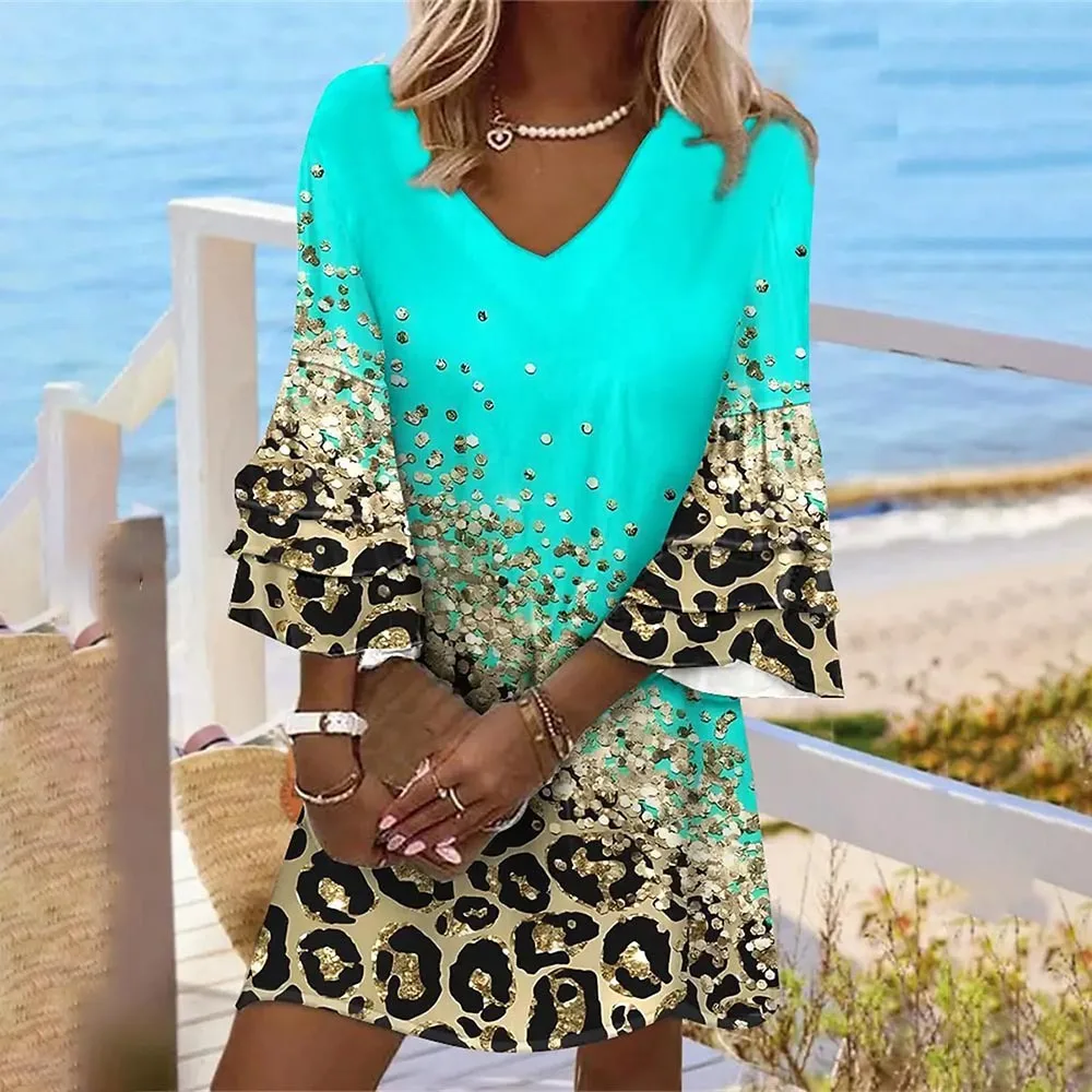 

New Long Sleeve Casual Loose Mini Skirt For Ladies Summer Autumn Retro Fashion Sexy Holiday Beach Casual Short Skirt