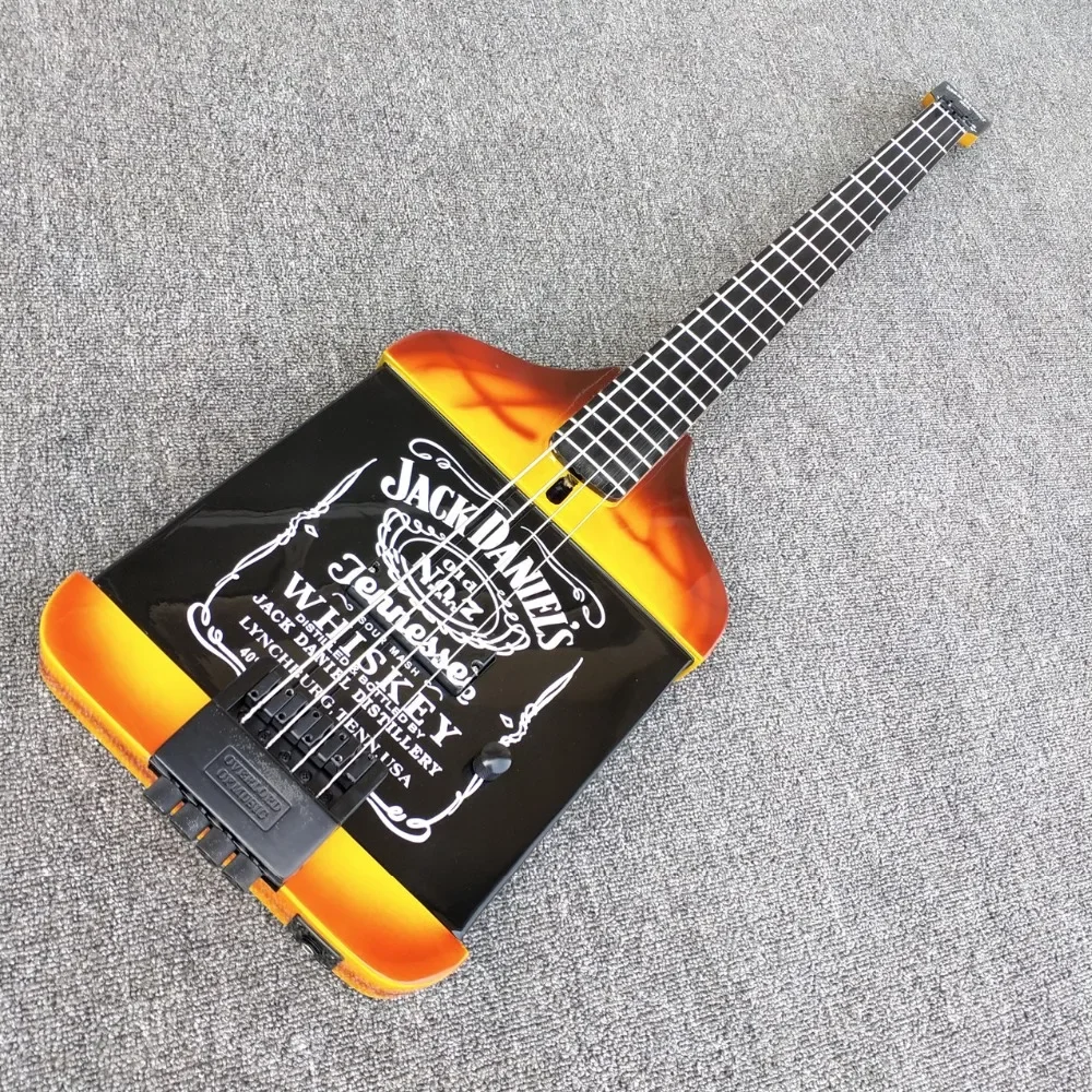 

Rhxflame 4 String Michael Anthony Van Helen Chickenfoot Daniel Whiskey Bottle Electric Bass Guitar Black Hardware Tremolo Bridge