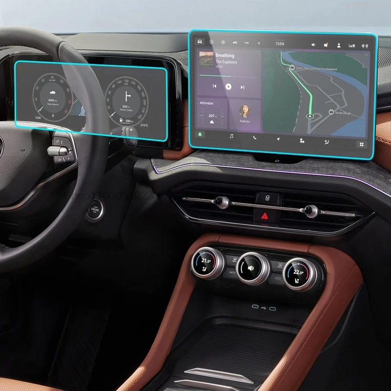 

Защитная пленка из ТПУ для Skoda Kodiaq 2024, 13-дюймовая GPS-навигация, 10-дюймовая приборная панель, приборная пленка для экрана виртуальной кабины