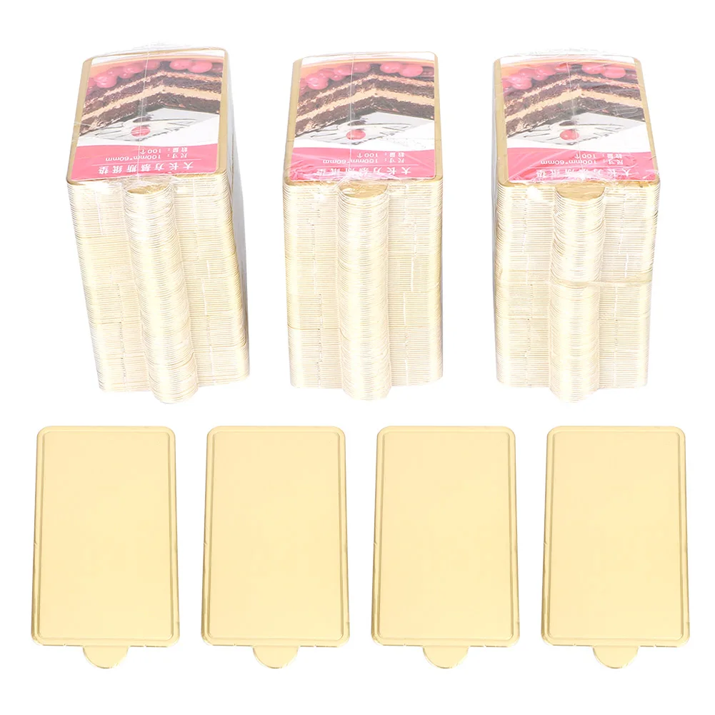 

300Pcs Gold Rectangular Mousse Cake Dessert Board Base Cardboard Baking Tools 100x60mm
