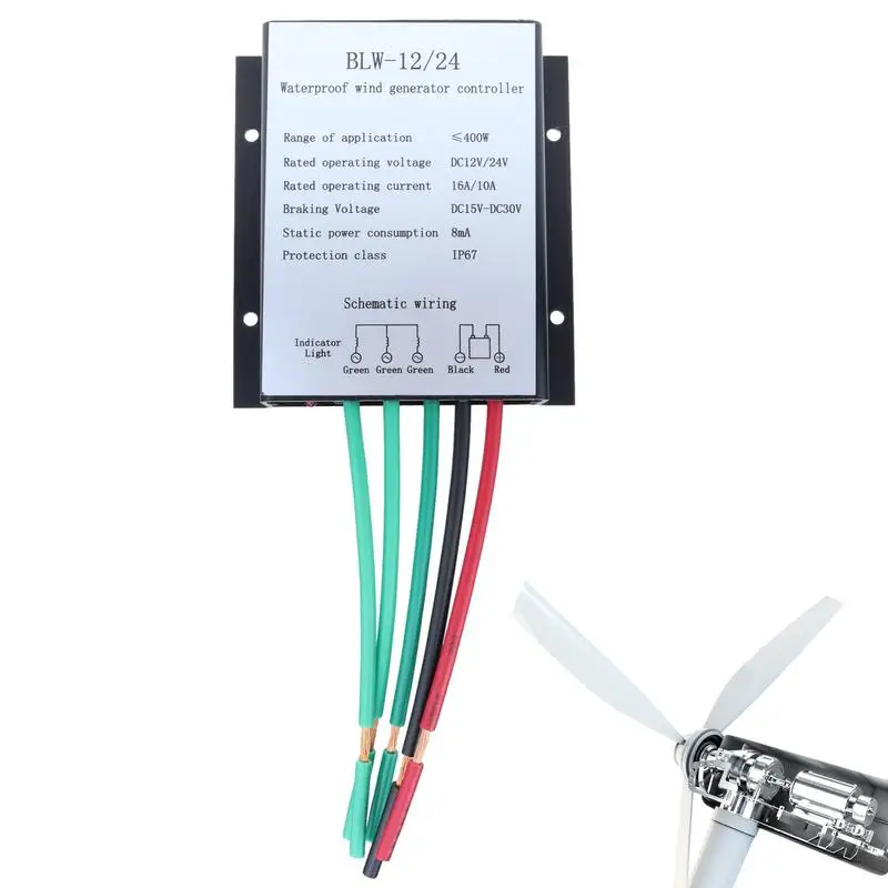 

Wind Turbine Controller IP67 Mini Wind Turbine Generator Controller DC15-30V Wind Charge Controller 400W Overvoltage Speed