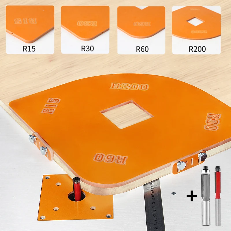 

Woodworking Router Corner Radius Templates Jig R15 R30 R60 R200 Arc Angle Corner Template Woodworking Tool