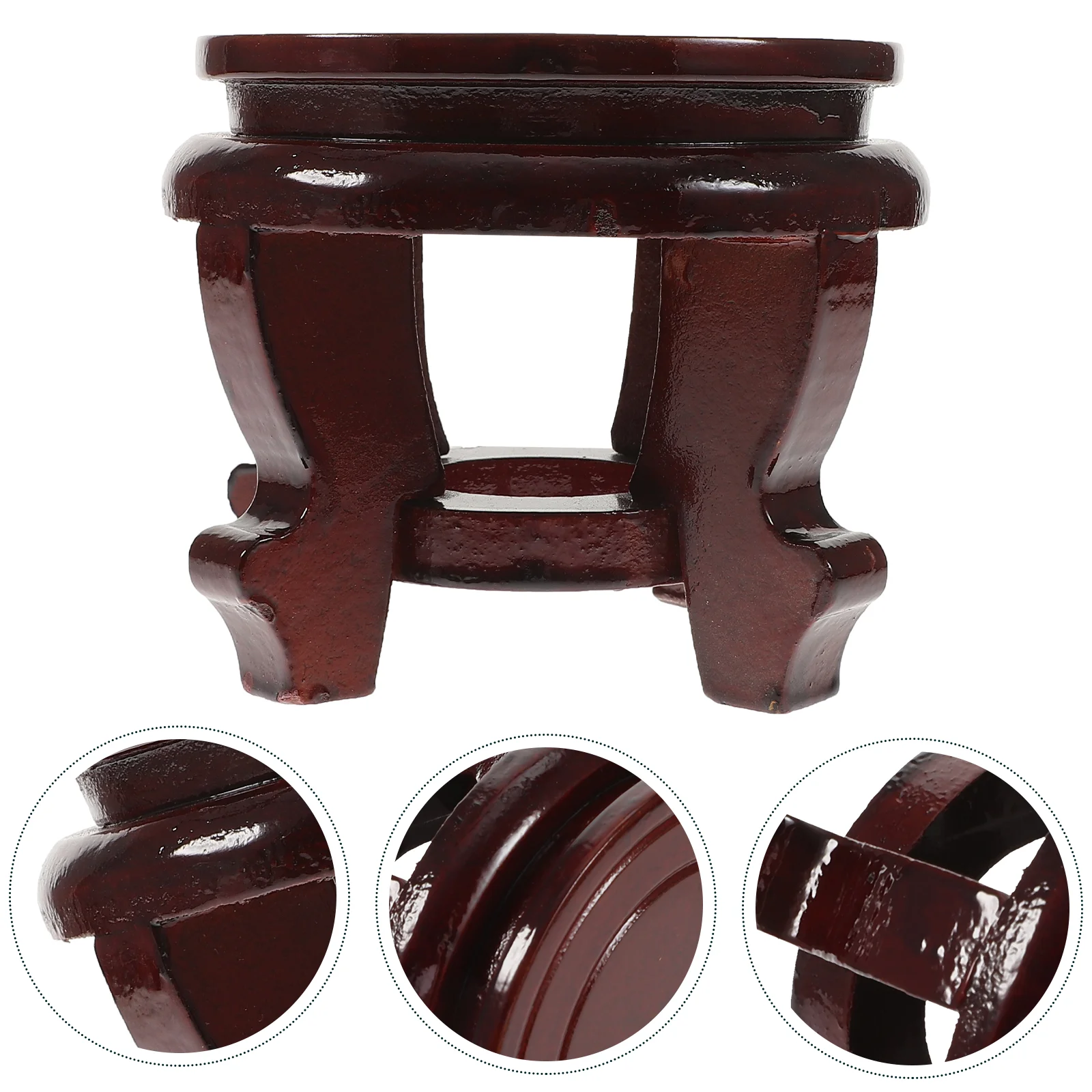 

Flower Pot Base Fish Bowl Vase Potted Wood Riser Wooden Holder Plants Stand Succulent Indoor Garden