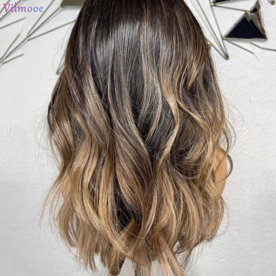 Ombre Коричневый Короткий Боб Парик Смешанный Блондин Мелирование Волнистые