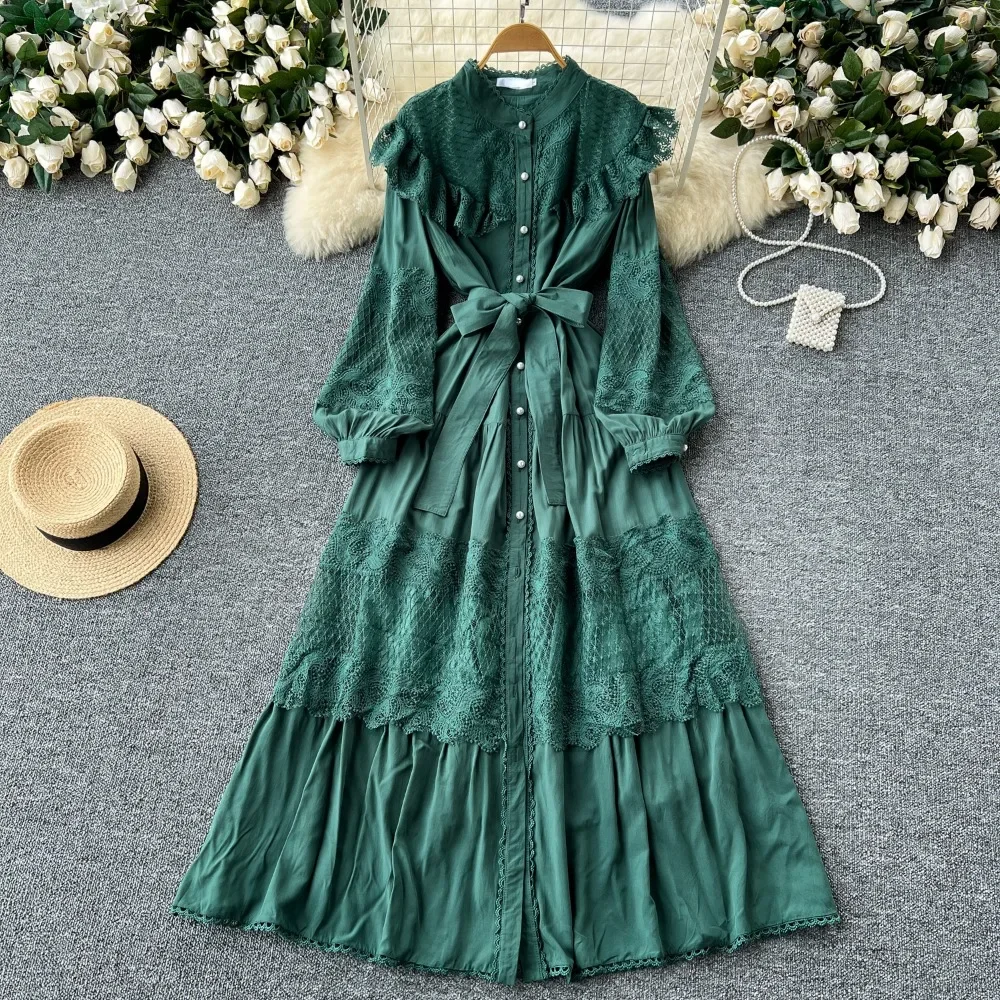 Женское Повседневное платье во французском стиле с воротником-стойкой и