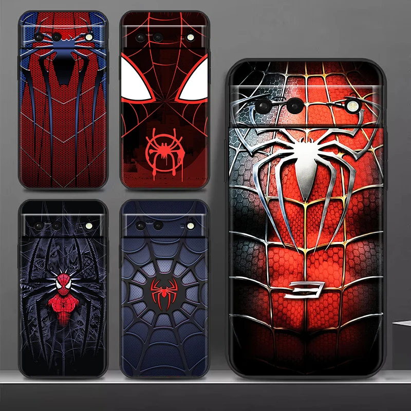 

Marvel SpiderMan Avengers Cool Shockproof Case for Google Pixel 7 6 Pro 6a 5 5a 4 4a XL 5G Silicone Soft Black Phone Cover