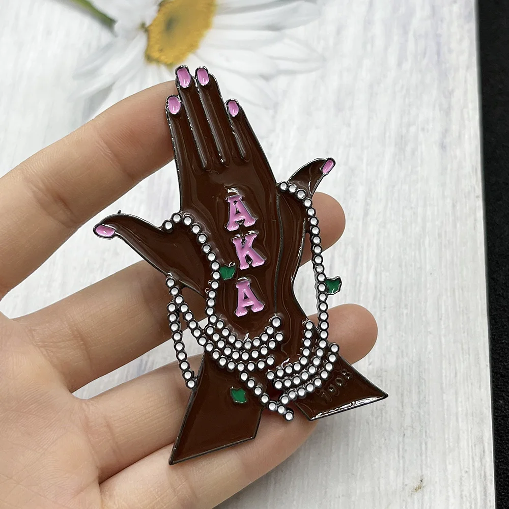 

Greek Sorority Hand sign Pinky Brooch Lapel Pin Sweater Jewelry